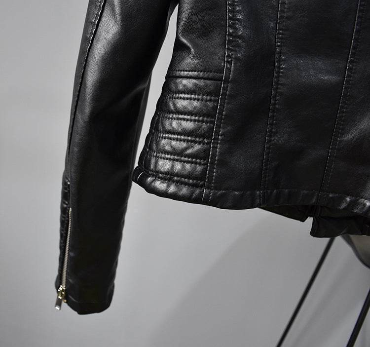 Buycenter Women’s PU Leather Jacket - Short Suit Collar, Stylish & Trendy - Buy Center