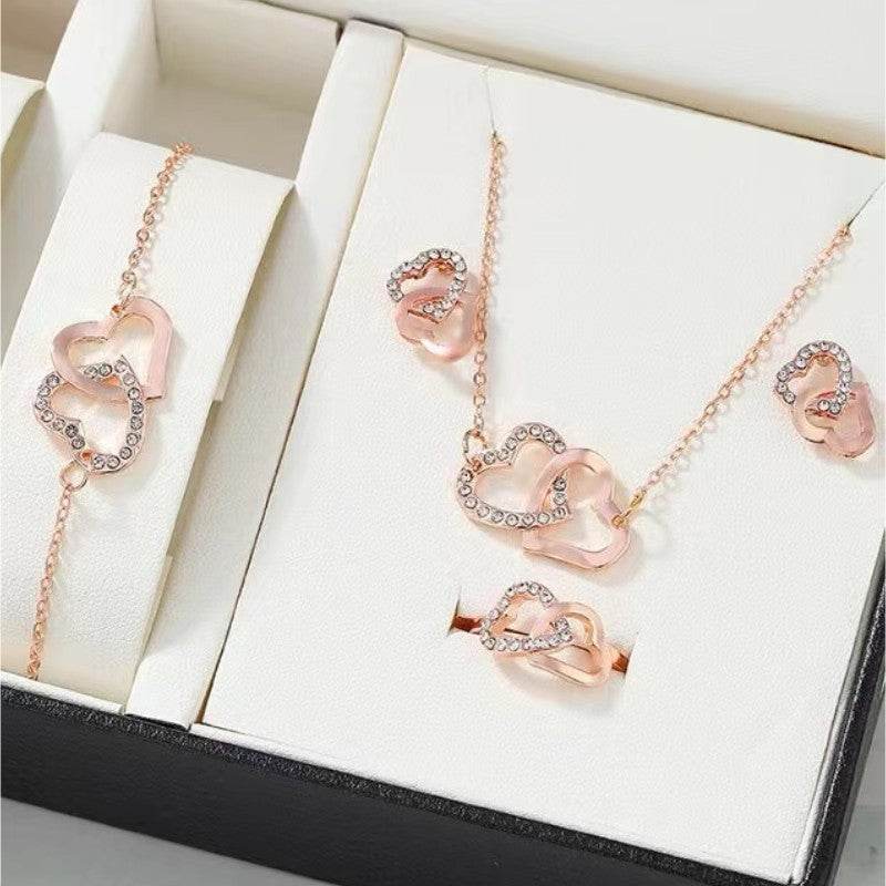 Buy Center Women's All-match Jewelry Set - Heart Shape Necklace & Rings - Buy Center