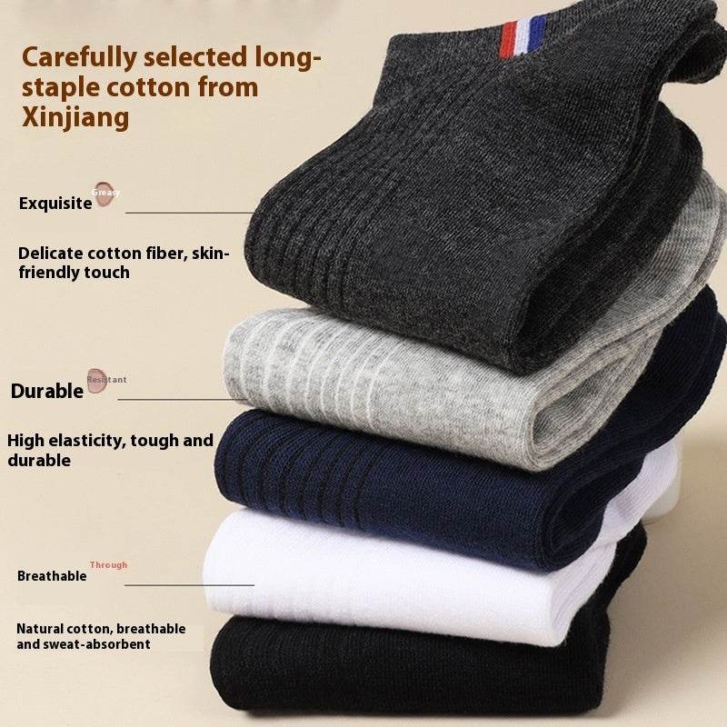 Men's Casual Cotton Socks - 5 Pairs in Assorted Colors for Daily Wear - Buy Center