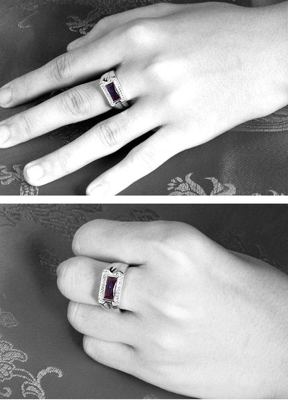 S925 Sterling Silver Kyanite Ring - Modern Geometric Design for Men - Buy Center