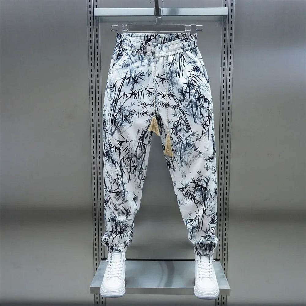 Men's Floral Harem Pants - Summer Loose Fit in Trendy Ice Silk - Buy Center