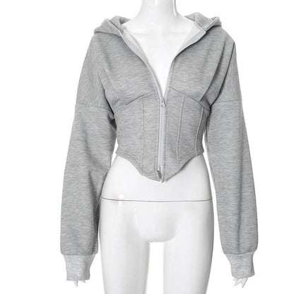 Y2K Zipper Hoodie Cardigan - Trendy Slim-Fit Women’s Corset Jacket - Buy Center