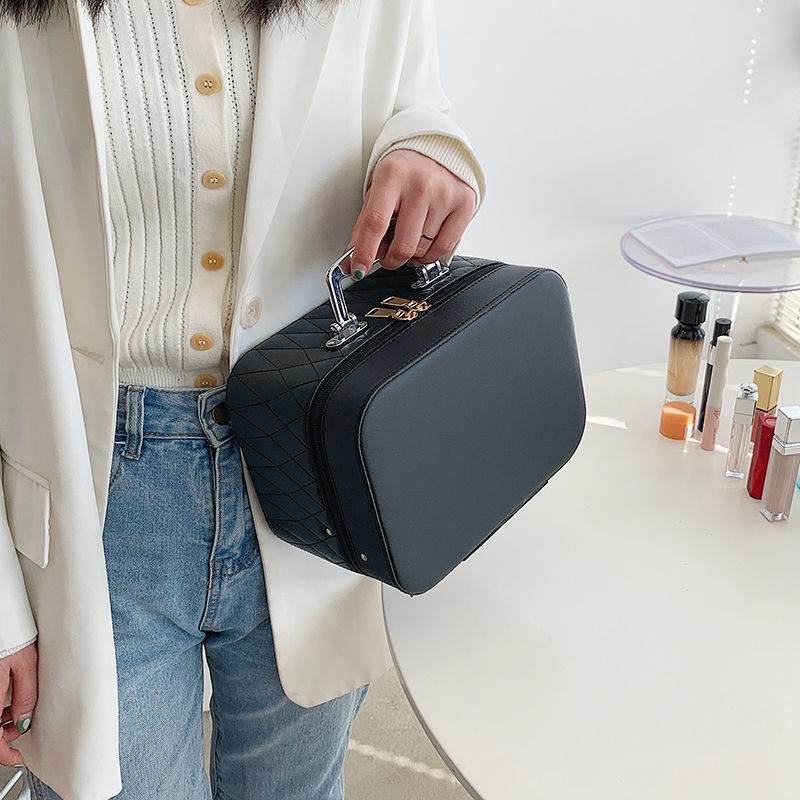 Buycenter Double-Layer Cosmetic Bag with Mirror - Large Capacity Storage - Buy Center