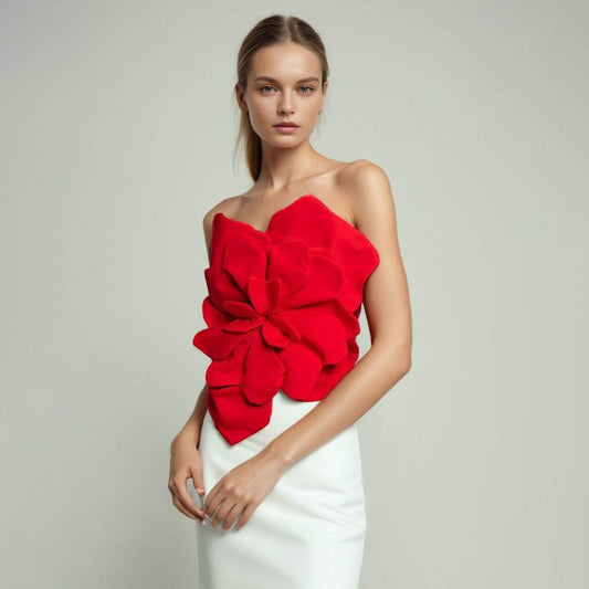 Three-Dimensional Flower Backless Tube Top Vest - Sexy Women's Camisole 2025 - Buy Center