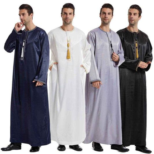 Ethnic Stitching Contrast Color Men's Robe - Trendy Stylish Comfort