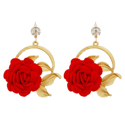 Colorful Ear Hanging Cloth Flower Earrings - Trendy Modern Styles 2025 - Buy Center