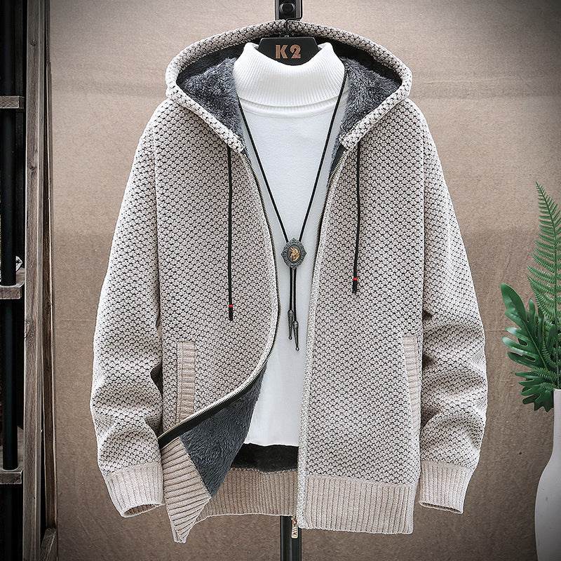 Men's Hooded Zipper Sweater - Slim Fit Cotton Trench Coat for Winter - Buy Center