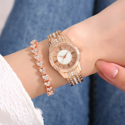 Buycenter Luxury Women's Bracelet Set - Diamond-Embedded Quartz Watch - Buy Center