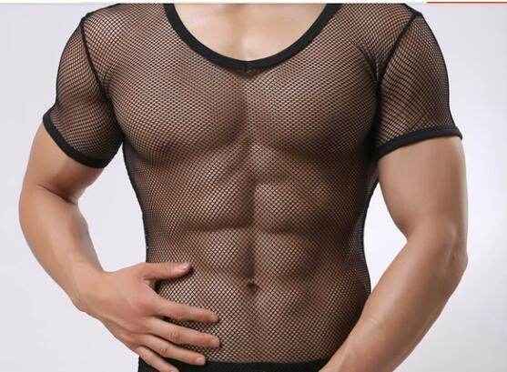 Men's Lightweight Mesh Tee - Slim Fit Round Neck, Stylish Design
