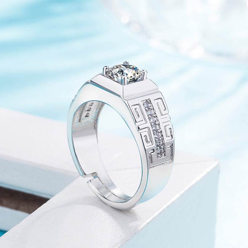Stunning Moissanite Ring for Men - Modern Geometric Design, Stylish Accessory - Buy Center