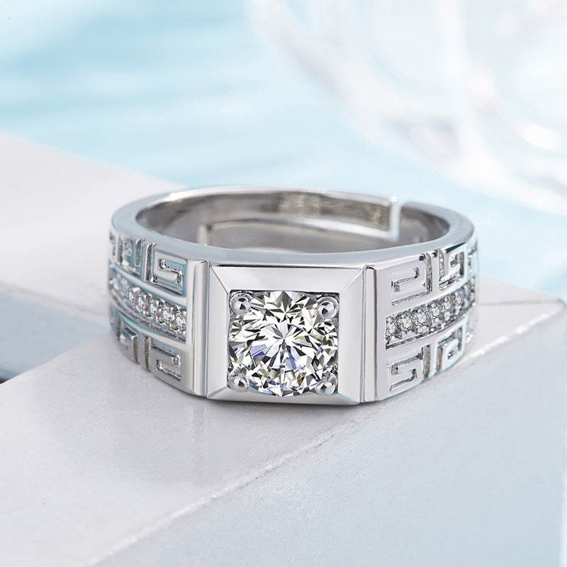 Stunning Moissanite Ring for Men - Modern Geometric Design, Stylish Accessory - Buy Center