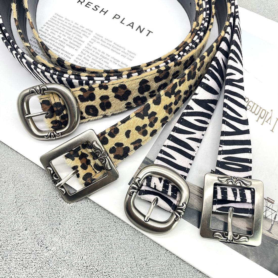 Stylish Leopard & Snake Print Belt - Trendy PU Leather Accessory 2025 - Buy Center