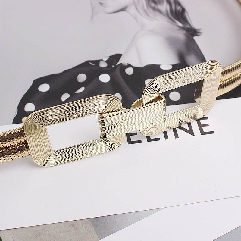 Elegant Metal Stretch Belt for Women - Chic Golden Elastic Accessory - Buy Center