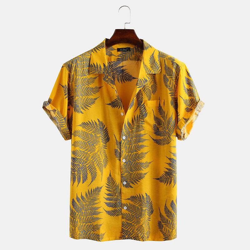 New Hawaiian Men's Short Sleeve Cardigan - Stylish Floral Print Cotton - Buy Center