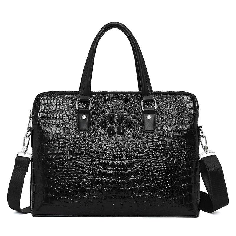 Stylish Men's Crocodile Pattern Briefcase - Genuine Leather Luxury Bag - Buy Center