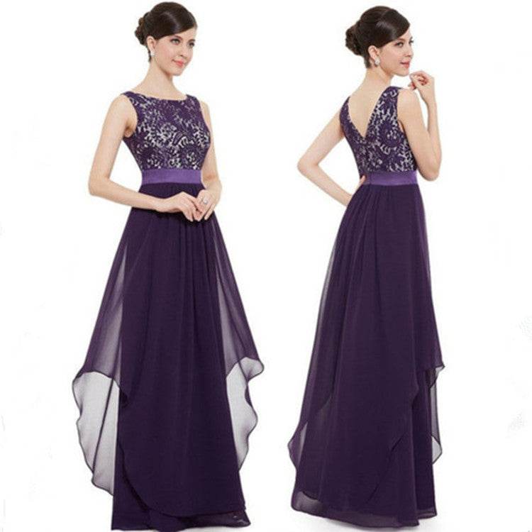 Lace Spliced Chiffon Dress - Stylish Cocktail Dress for Every Occasion - Buy Center