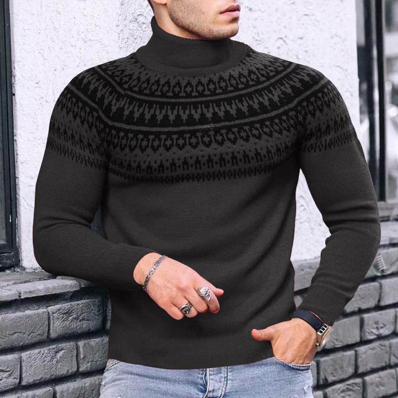 Buycenter Vintage Patchwork Turtleneck - Slim Fit Long Sleeve Top - Buy Center