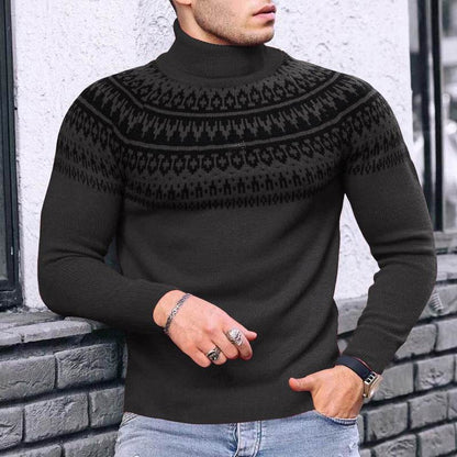 Buycenter Vintage Patchwork Turtleneck - Slim Fit Long Sleeve Top - Buy Center