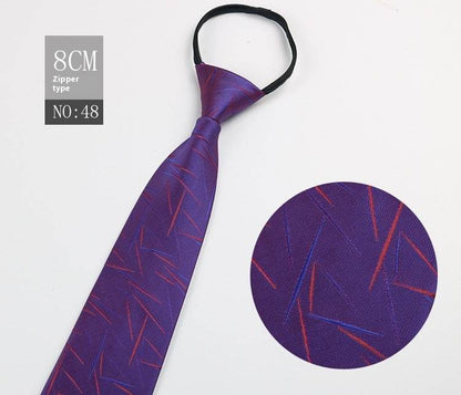 Black Striped Blue Business Tie - Lazy Zip Closure for Easy Wear - Buy Center
