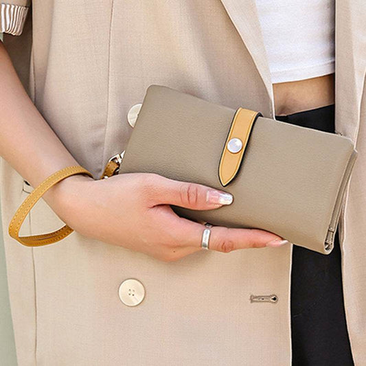 Women's Multi-functional Contrast Color Clutch Wallet - Premium & Waterproof - Buy Center
