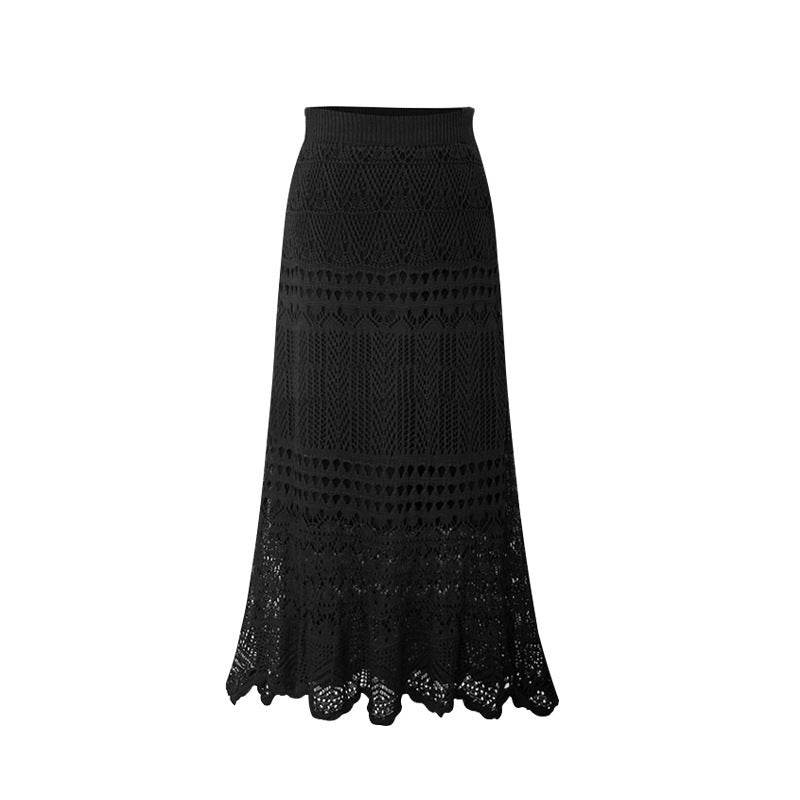 Elegant Plus Size Crocheted Hollow Knit Dress - Floral Design, 2025 Style - Buy Center