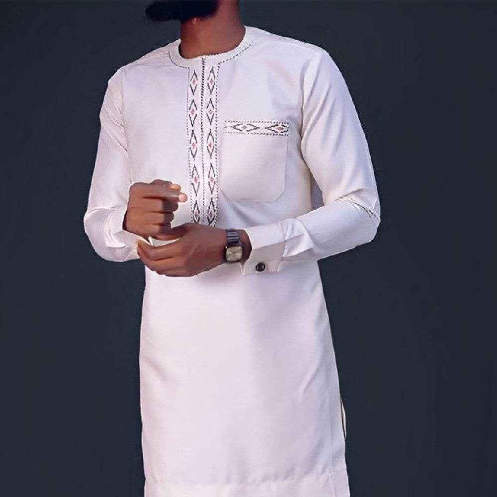 Elegant African Men's Ethnic Suit - High-Quality Embroidery Design 2025