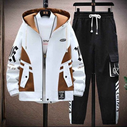 Men's Fall Jacket and Trousers Set - Stylish Leisure Wear for All Sizes