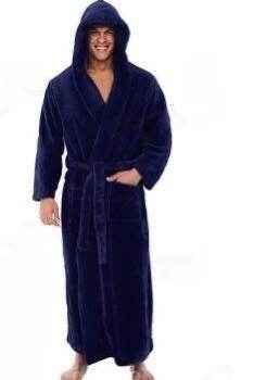 Warm Plus Size Men's Hooded Nightgown - Cozy Long Sleeve Sleepwear
