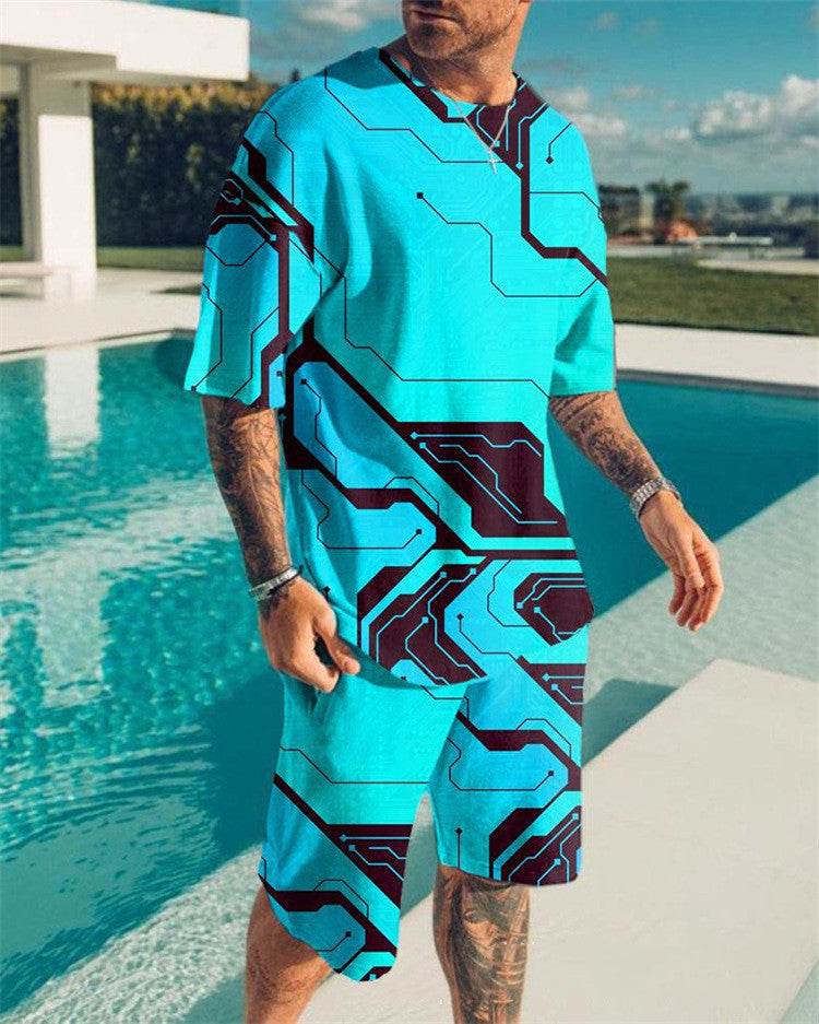 Men's Youth Slim Sports T-Shirt & Shorts Set - 3D Stylish Activewear - Buy Center