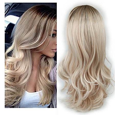 European & American Fashion Wig - Dyed Long Curly Hair with Bangs - Buy Center