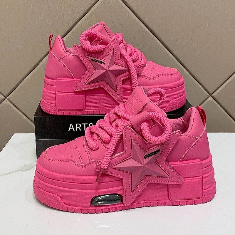 Women's Lightweight Platform Board Shoes - White & Pink Casual Style - Buy Center