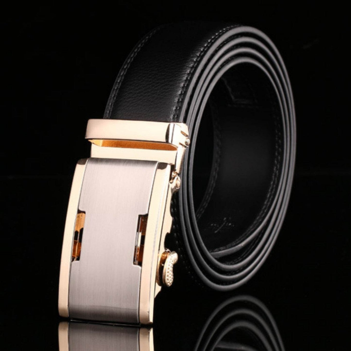 Men's Automatic Buckle Cowhide Belt - Durable Leather, Easy Fastening - Buy Center