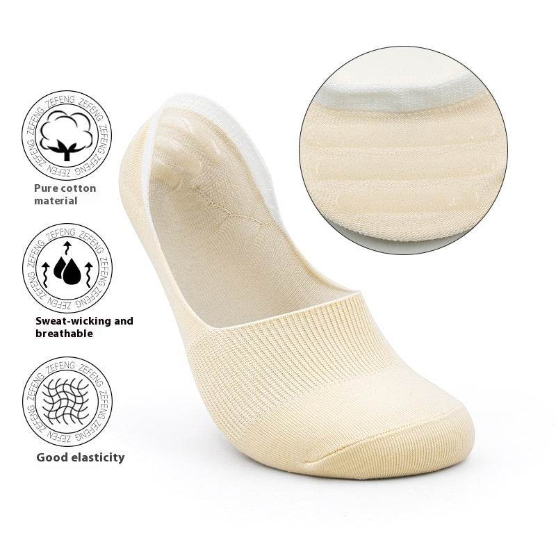 Women's Cotton Invisible Boat Socks - 5 Pairs Non-Slip Summer Style - Buy Center