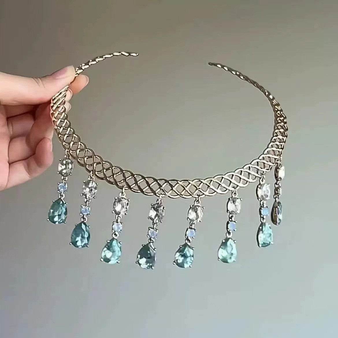 Blue Water Drop Zircon Collar - Elegant Women's Body Jewelry 2025 - Buy Center