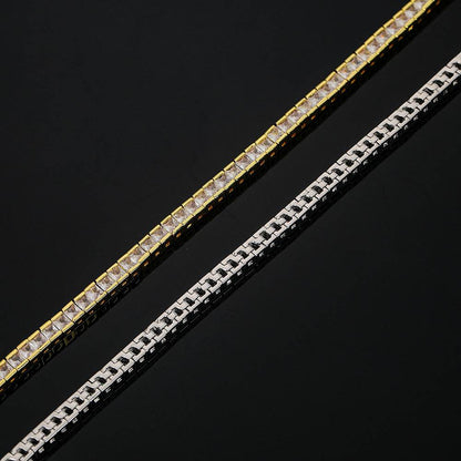 Buycenter Copper Tennis Bracelet - Inlaid Zircon, Hip Hop Style, Multiple Sizes - Buy Center