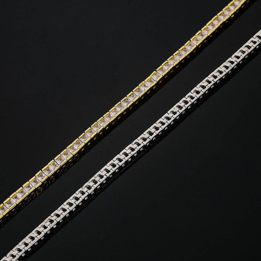 Buycenter Copper Tennis Bracelet - Inlaid Zircon, Hip Hop Style, Multiple Sizes - Buy Center