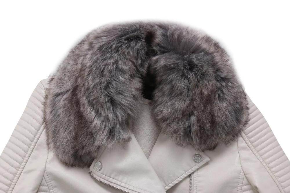 Buycenter Detachable Fur Collar Faux Leather Jacket - Stylish & Warm - Buy Center