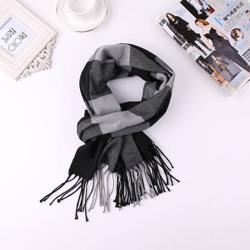 Men's English Plaid Faux Cashmere Scarf - Stylish & Warm Accessory - Buy Center