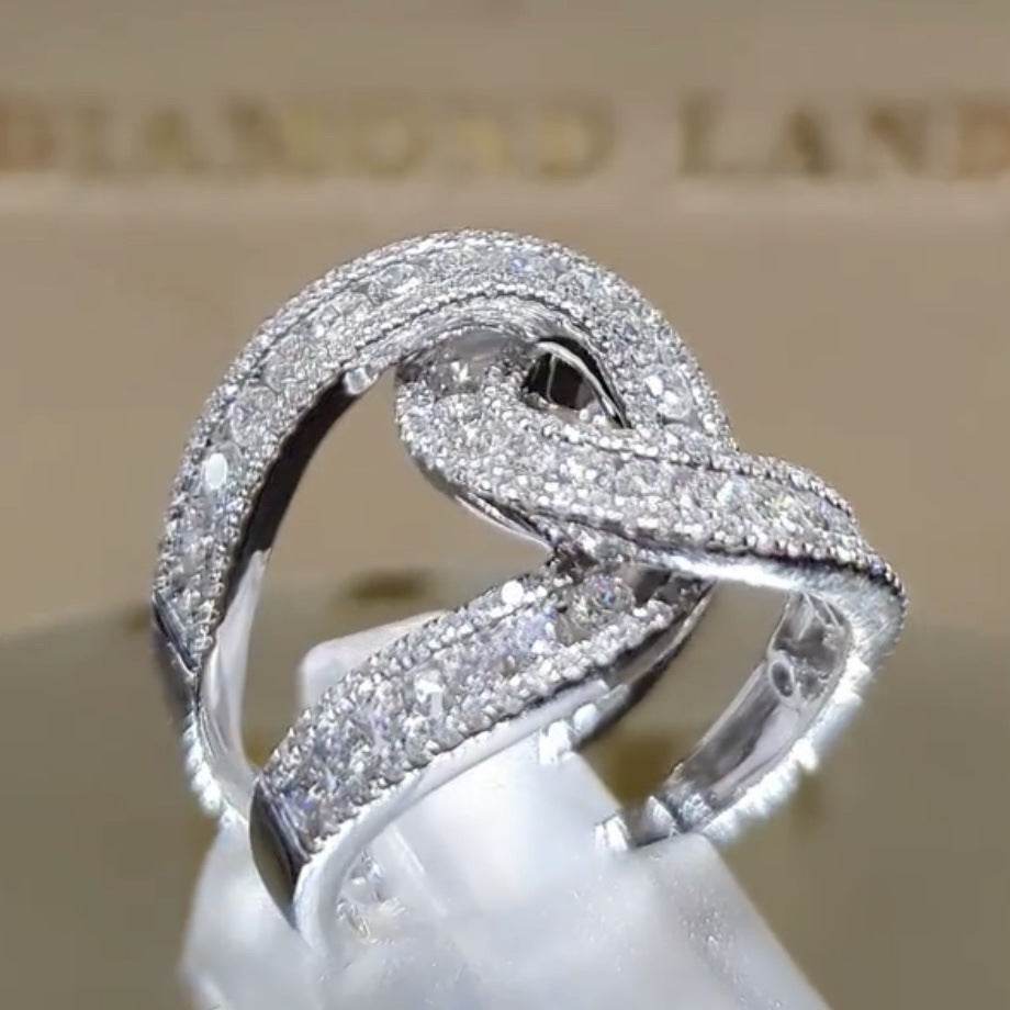 Women's DL Ring - Elegant X-Shaped Gold-Plated Ornament with Gems - Buy Center