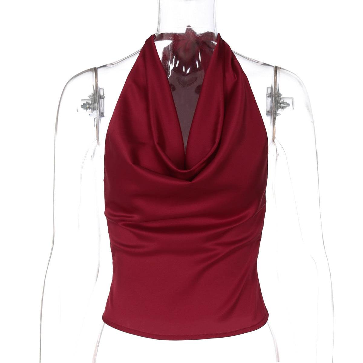 Buycenter Women's Halter Backless Top - Slim Fit Solid Color Vest - Buy Center