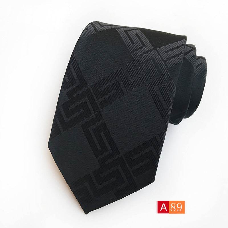 Buycenter Men's Jacquard Tie - Classic Black Stylish Formal Accessory - Buy Center