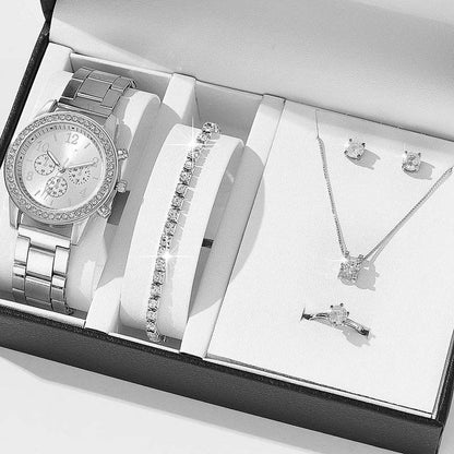Buy Center Women's Quartz Watch Set - Steel Strap & Elegant Accessories - Buy Center