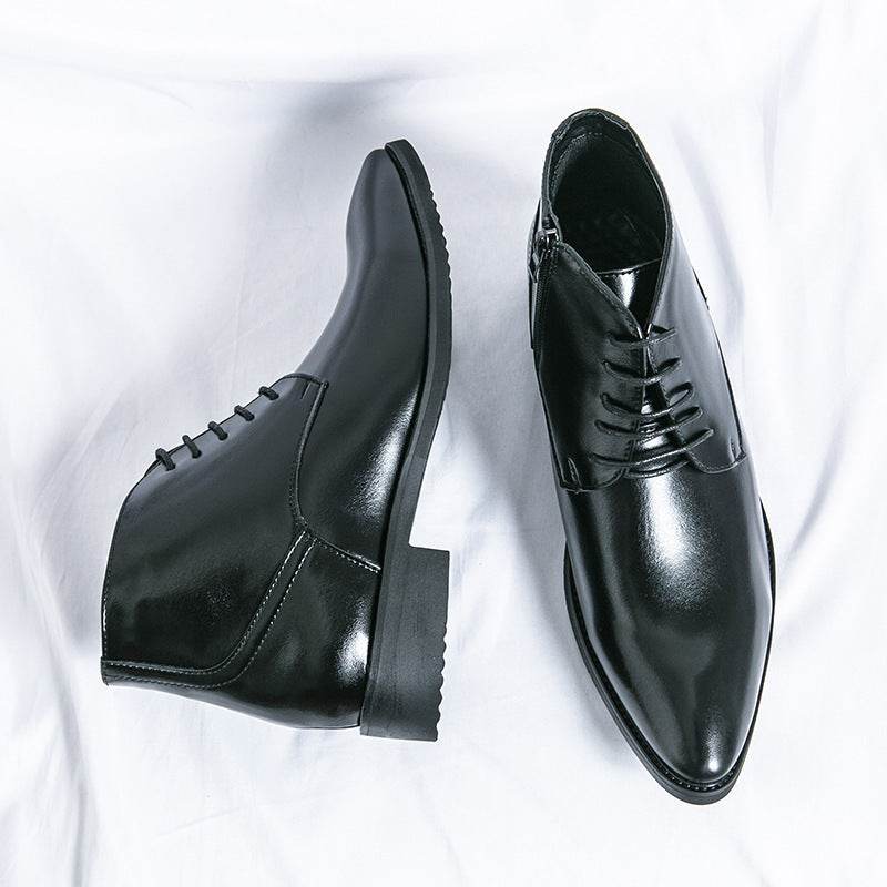Stylish High-Top Martin Boots with Zipper - Height Increasing Design - Buy Center