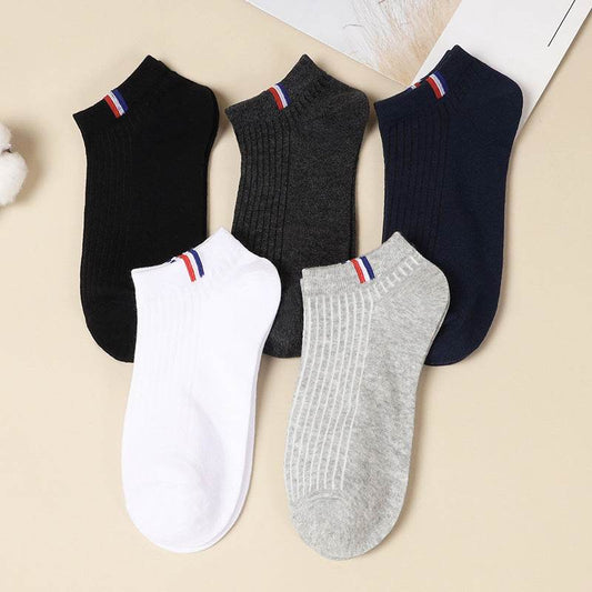 Men's Casual Cotton Socks - 5 Pairs in Assorted Colors for Daily Wear - Buy Center