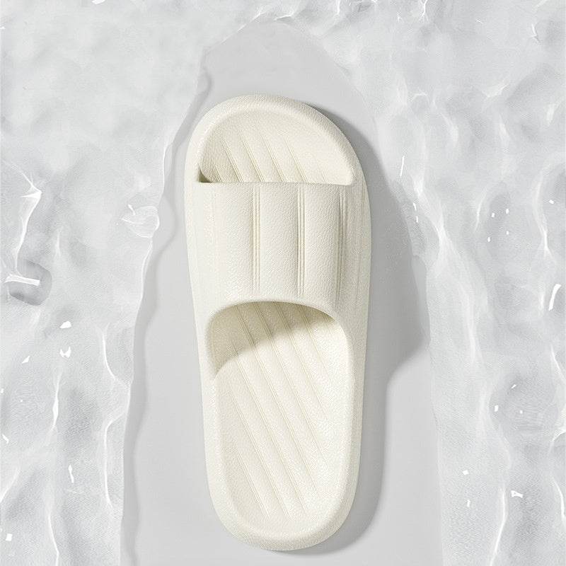 Fashion Solid Color Striped Slippers - Non-slip Thick Bottom for Couples - Buy Center