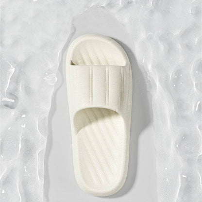 Fashion Solid Color Striped Slippers - Non-slip Thick Bottom for Couples - Buy Center