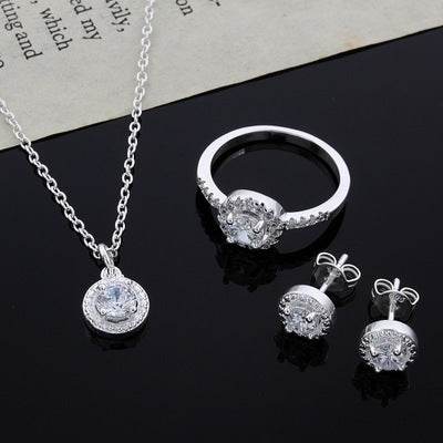 Elegant Zircon Jewelry Suit - Inlaid Apple Ring & Necklace Set 2025 - Buy Center