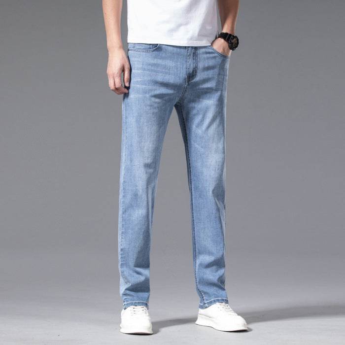 Buycenter Men's Plus Size Loose Straight Jeans - Mid-Waist Denim Pants - Buy Center