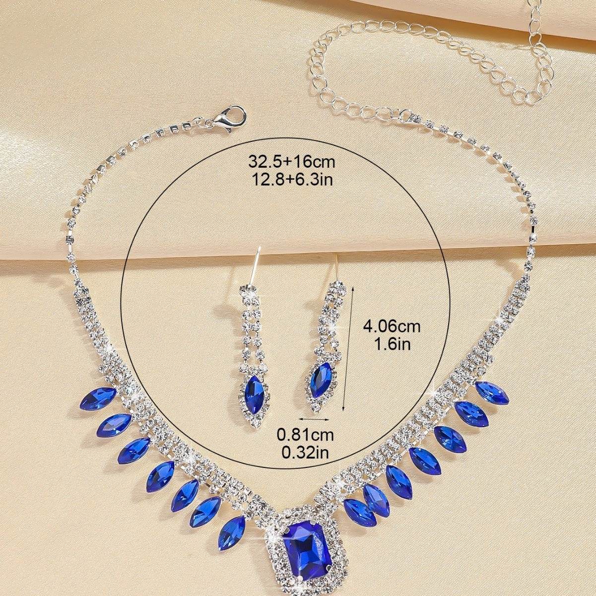 Elegant K-Gold Necklace Set - Stunning Rhinestone Pendant & Earrings - Buy Center