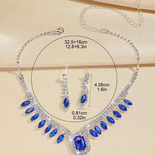 Elegant K-Gold Necklace Set - Stunning Rhinestone Pendant & Earrings - Buy Center